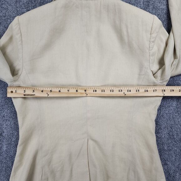 Banana Republic Blazer Womens 6 Beige Linen Stretch Blend Casual Y2K Career Coat - Picture 5 of 16